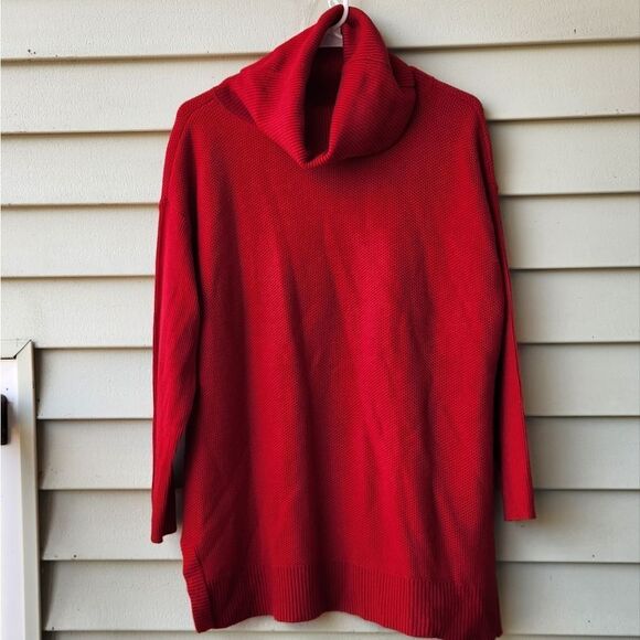 Talbots turtleneck red long sweater lambswool blend - Picture 1 of 4